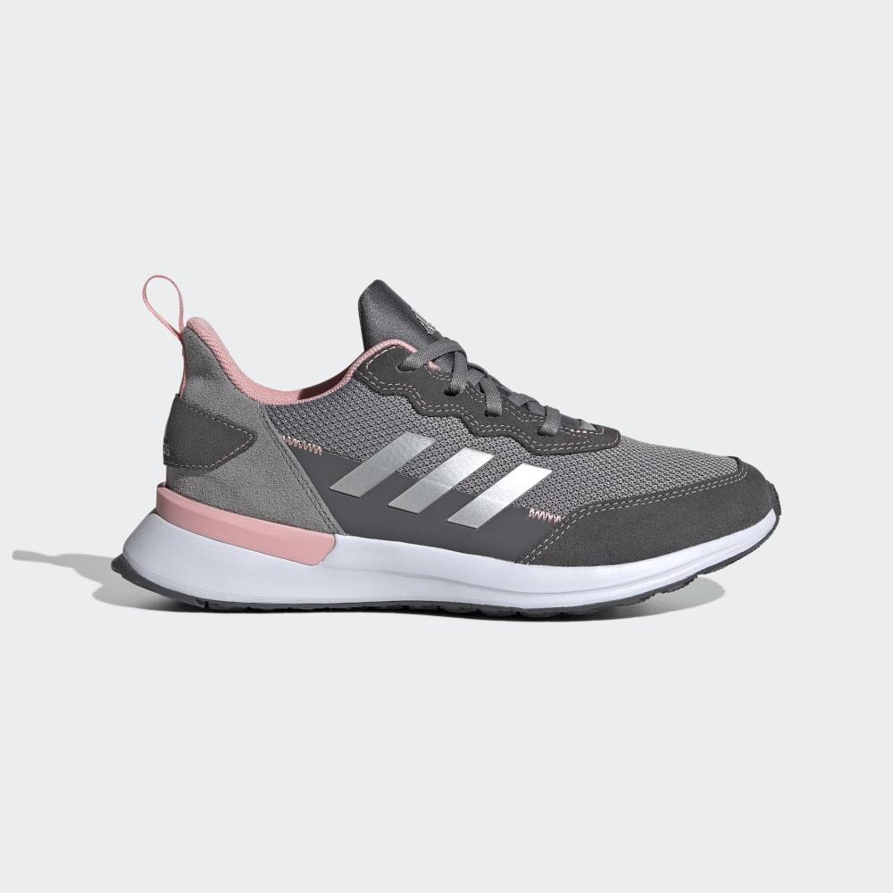 Adidas Boys' RapidaRun Elite Running Shoes Grey/Silver Metal/Pink Ireland EG6913